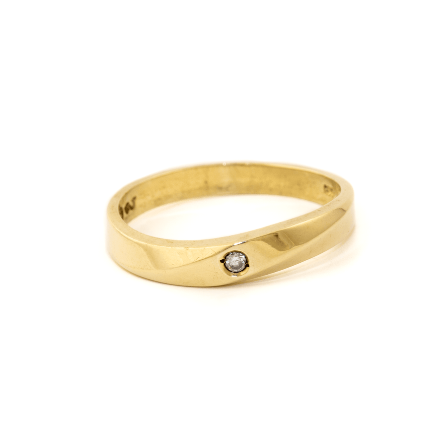 14k Gold x Abstract 3mm Melee Diamond Solitaire Band - Kingdom Jewelry