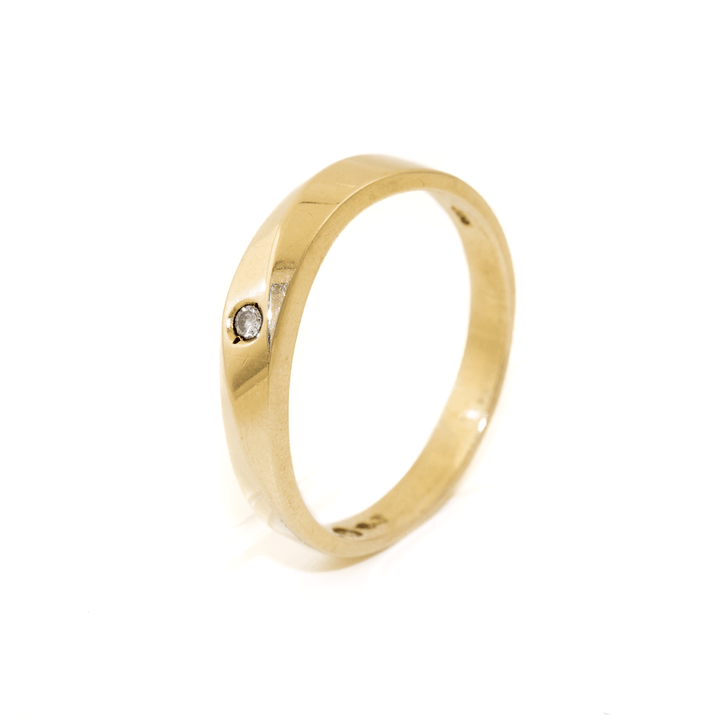 14k Gold x Abstract 3mm Melee Diamond Solitaire Band - Kingdom Jewelry