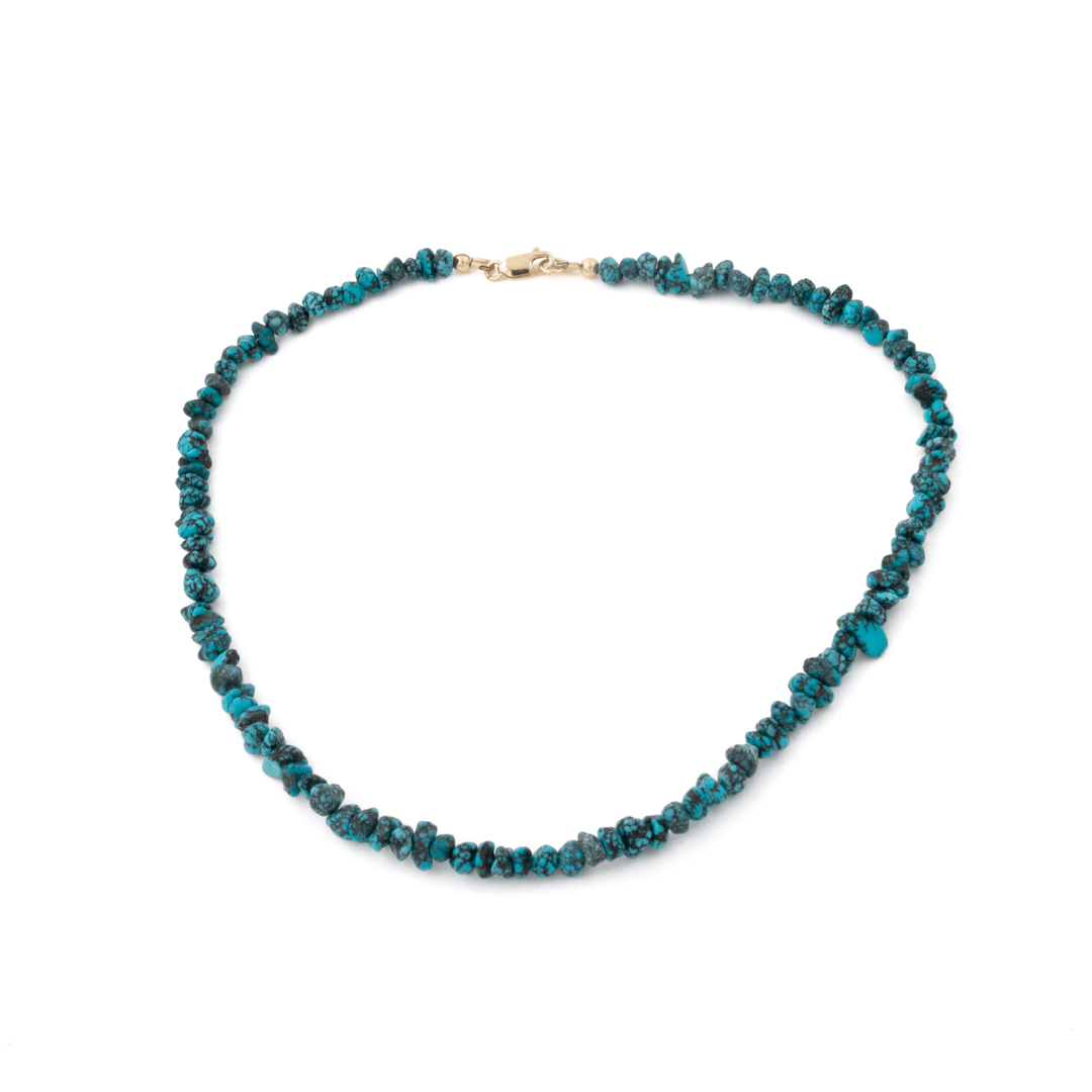 14k Gold x American Spiderweb Turquoise Nugget Necklace - Kingdom Jewelry