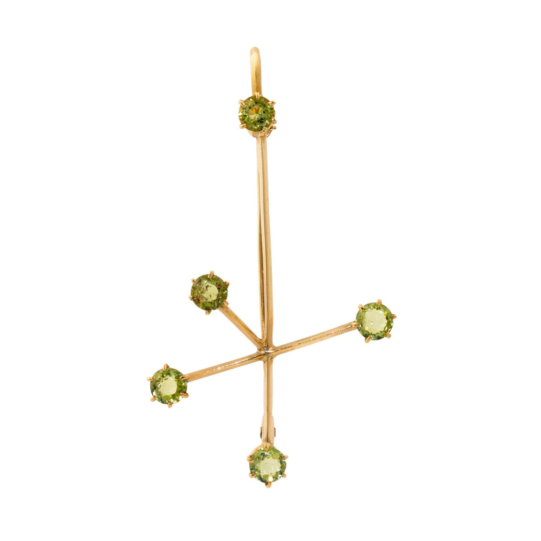 14k Gold x Antique 1910's Edwardian "Crux: The Southern Cross" Constellation Peridot Hybrid Brooch - Kingdom Jewelry