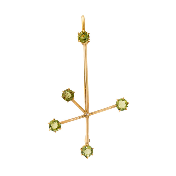 14k Gold x Antique 1910's Edwardian "Crux: The Southern Cross" Constellation Peridot Hybrid Brooch - Kingdom Jewelry