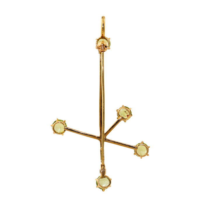14k Gold x Antique 1910's Edwardian "Crux: The Southern Cross" Constellation Peridot Hybrid Brooch - Kingdom Jewelry