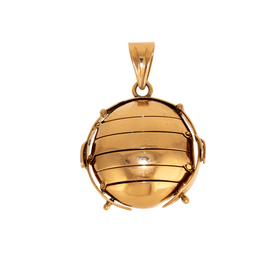 14k Gold x Antique Victorian Folding Ball Family Locket - Kingdom Jewelry