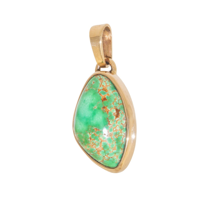 14k Gold x Asymmetric Carico Lake Turquoise Pendant - Kingdom Jewelry