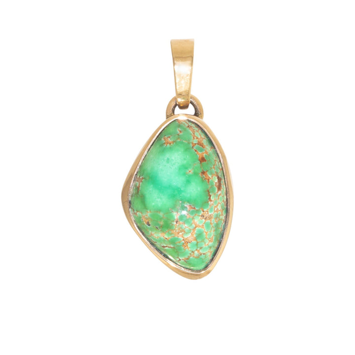 14k Gold x Asymmetric Carico Lake Turquoise Pendant - Kingdom Jewelry