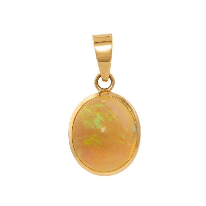 14k Gold x Auroral Domed Welo Opal Pendant - Kingdom Jewelry