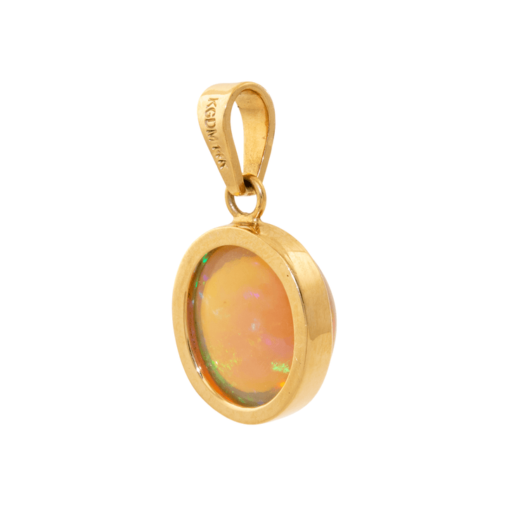 14k Gold x Auroral Domed Welo Opal Pendant - Kingdom Jewelry