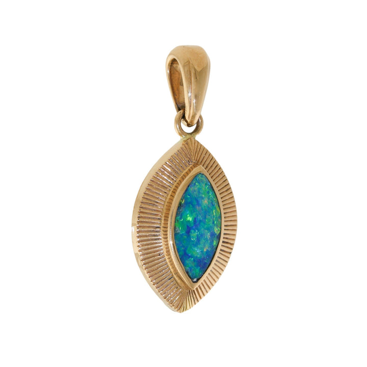 14K Gold x Australian Opal "All-Seeing Eye" Sunburst Pendant - Kingdom Jewelry