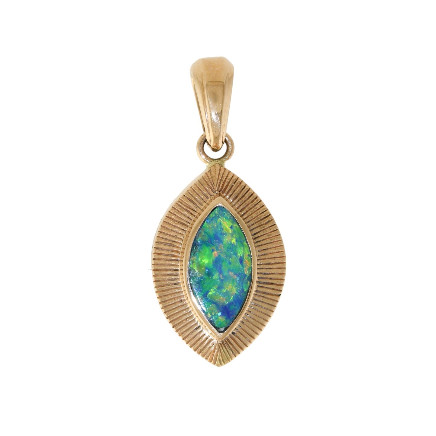 14K Gold x Australian Opal "All-Seeing Eye" Sunburst Pendant - Kingdom Jewelry