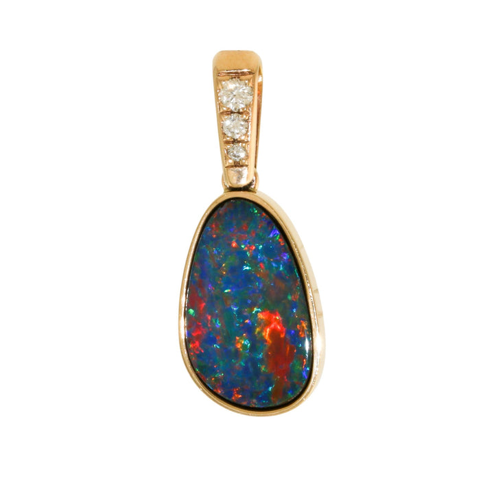 14k Gold x Australian Opal & Natural Diamonds Pendant - Kingdom Jewelry