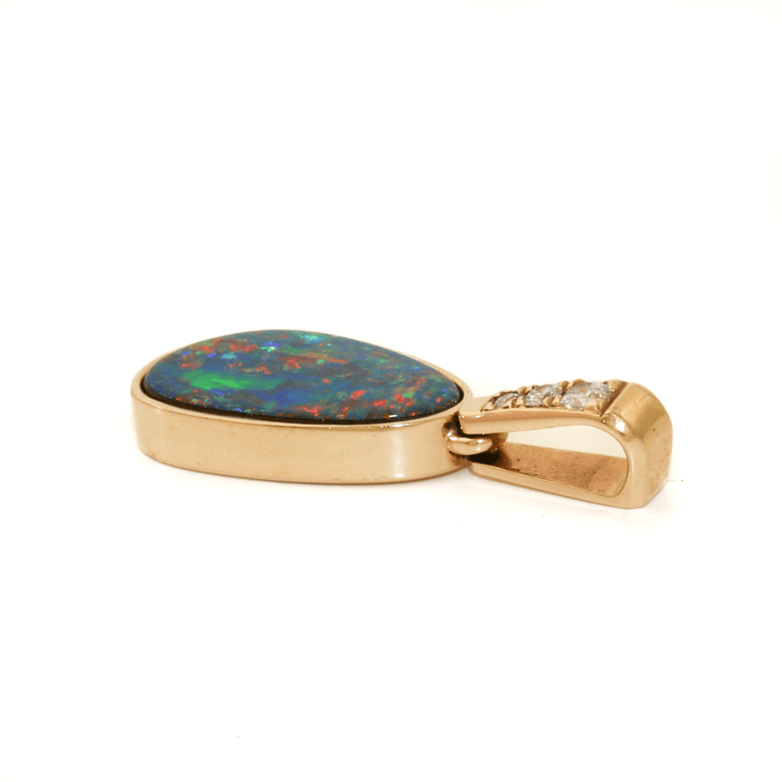 14k Gold x Australian Opal & Natural Diamonds Pendant - Kingdom Jewelry