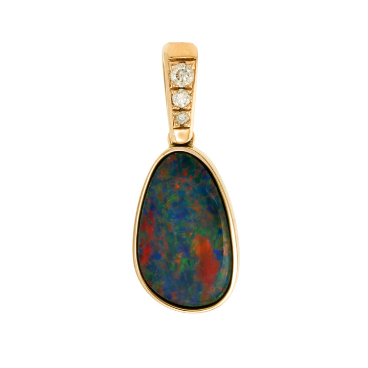 14k Gold x Australian Opal & Natural Diamonds Pendant - Kingdom Jewelry