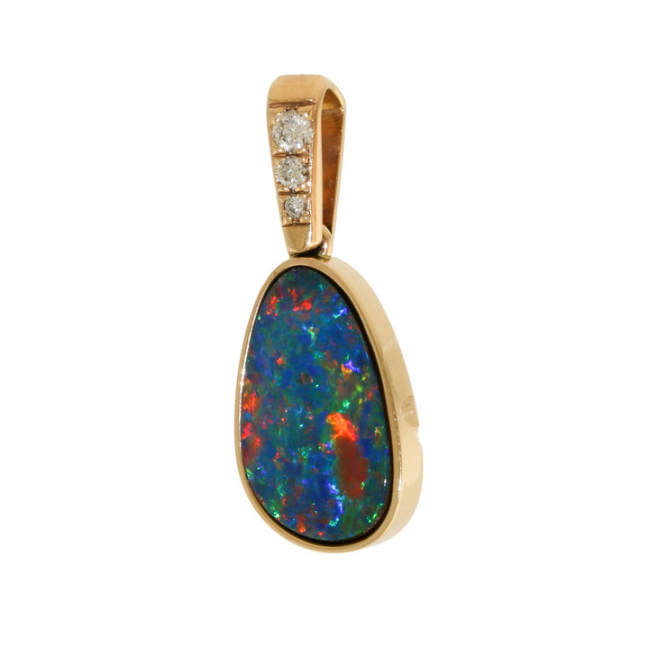 14k Gold x Australian Opal & Natural Diamonds Pendant - Kingdom Jewelry