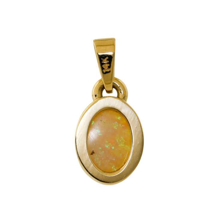 14k Gold x Australian Opal Oval - Bezel Pendant - Kingdom Jewelry