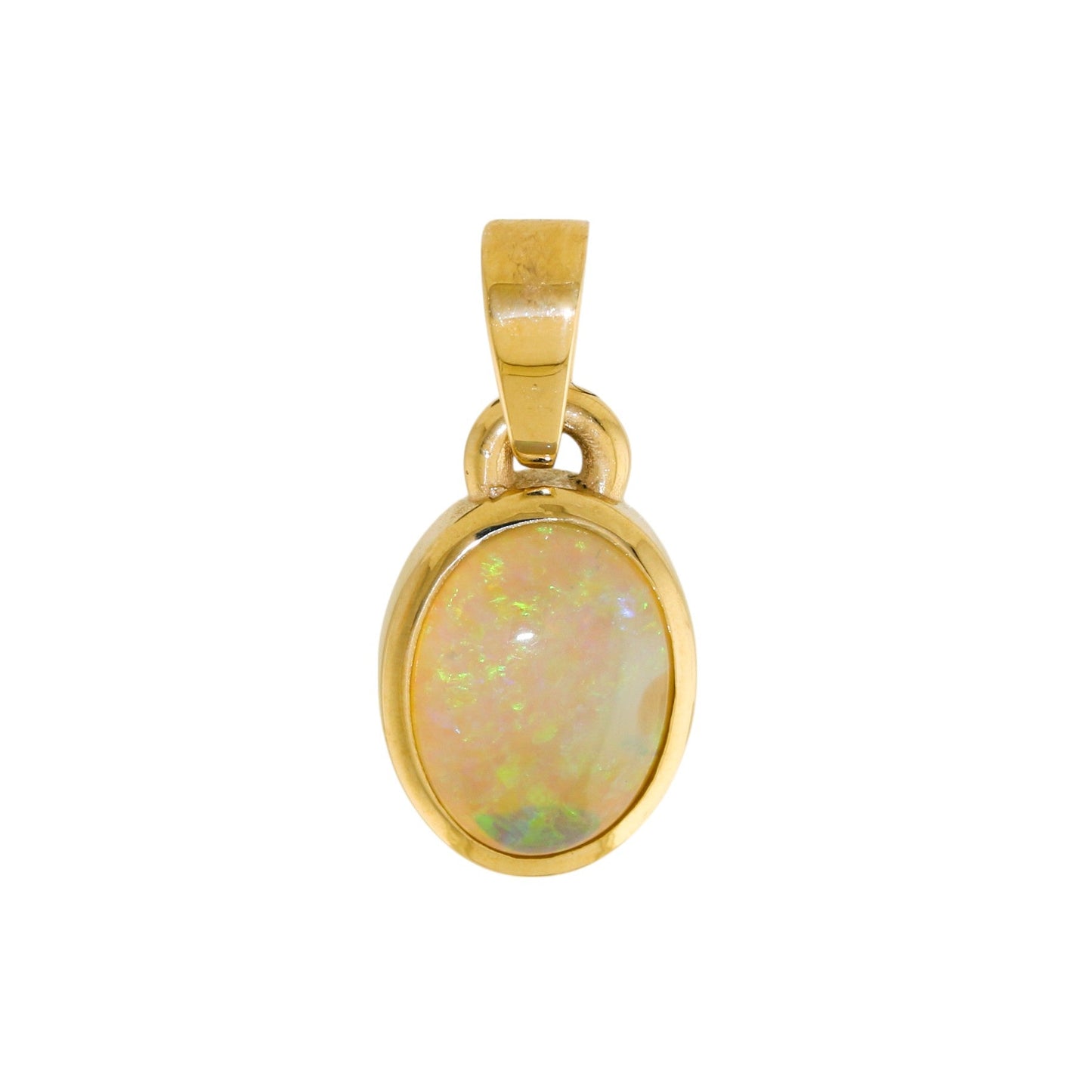 14k Gold x Australian Opal Oval - Bezel Pendant - Kingdom Jewelry