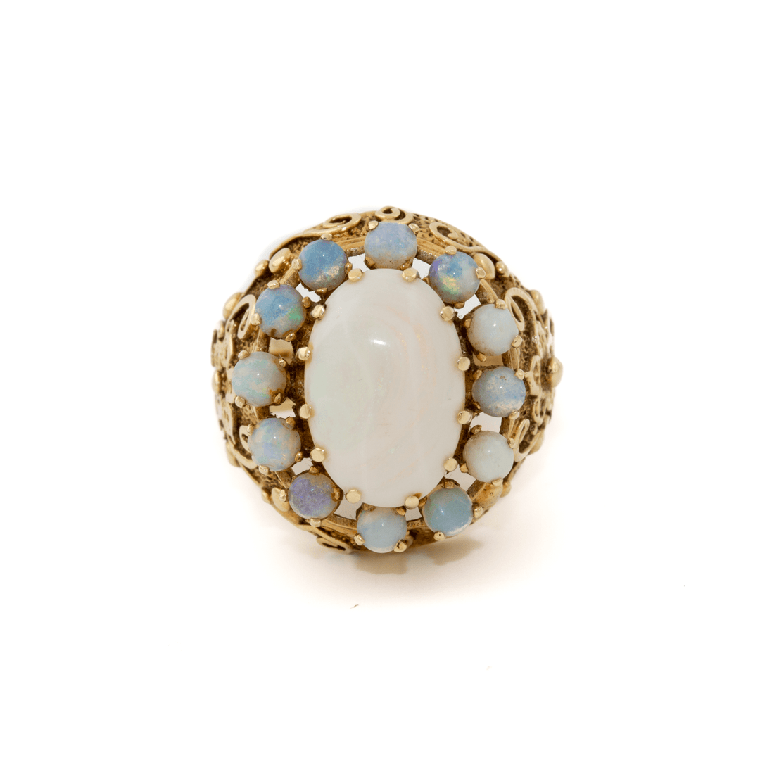 14k Gold x Baroque Mid - Century Opal Cluster Cocktail Ring - Kingdom Jewelry