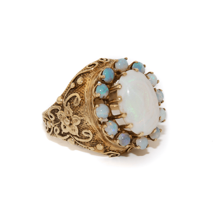14k Gold x Baroque Mid - Century Opal Cluster Cocktail Ring - Kingdom Jewelry