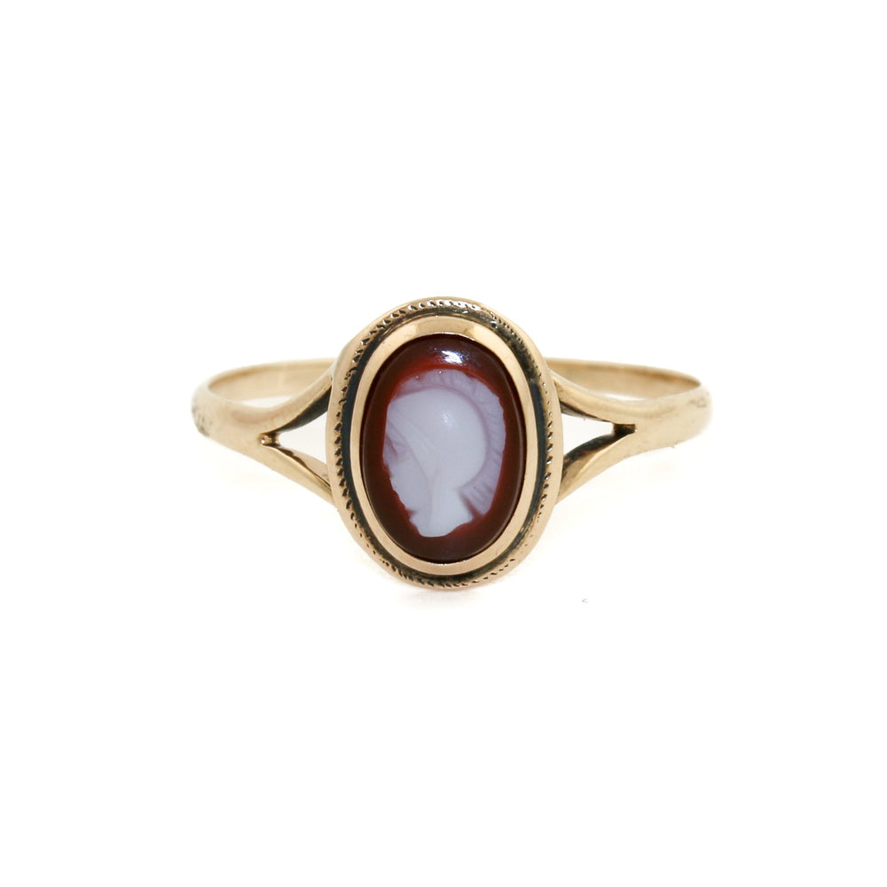 14k Gold x Carnelian Cameo Signet - Kingdom Jewelry