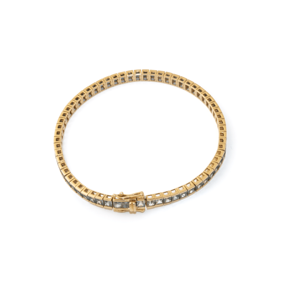 14k Gold x Channel-Set Ombre Teal-Blue Sapphire Tennis Bracelet - Kingdom Jewelry
