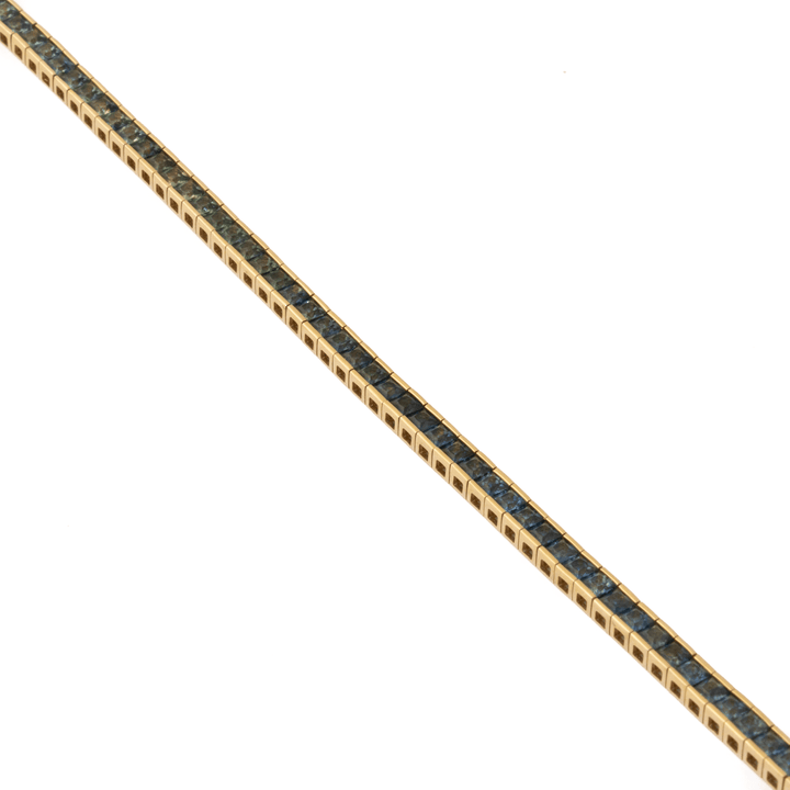 14k Gold x Channel-Set Ombre Teal-Blue Sapphire Tennis Bracelet - Kingdom Jewelry