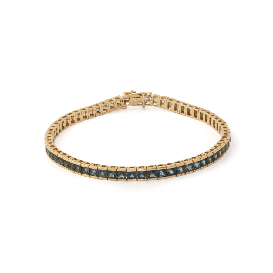 14k Gold x Channel-Set Ombre Teal-Blue Sapphire Tennis Bracelet - Kingdom Jewelry
