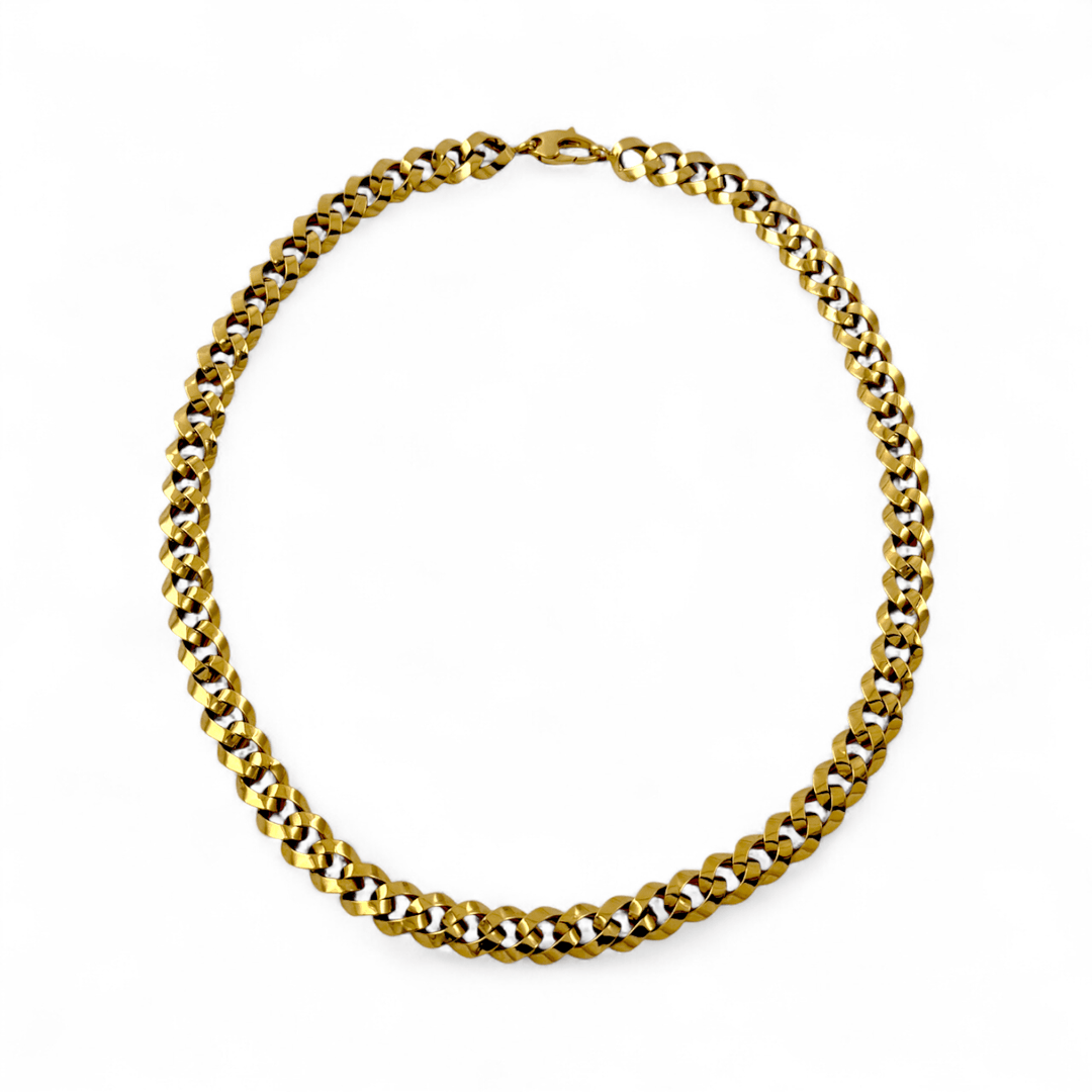 14k Gold x Chunky 8mm Cuban Link Semi - Hollow Collar Chain Necklace - Kingdom Jewelry