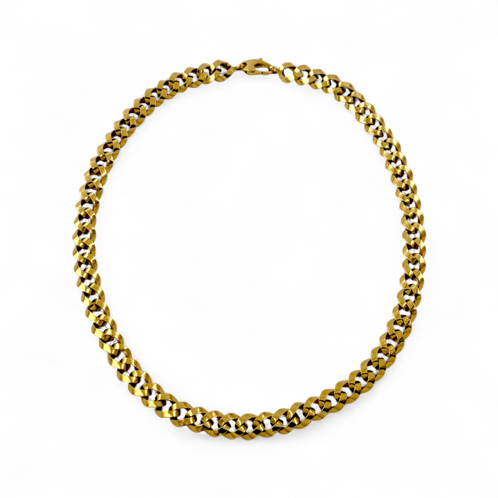 14k Gold x Chunky 8mm Cuban Link Semi - Hollow Collar Chain Necklace - Kingdom Jewelry