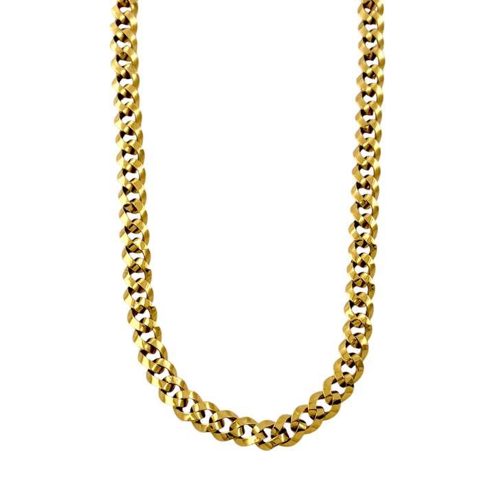 14k Gold x Chunky 8mm Cuban Link Semi - Hollow Collar Chain Necklace - Kingdom Jewelry