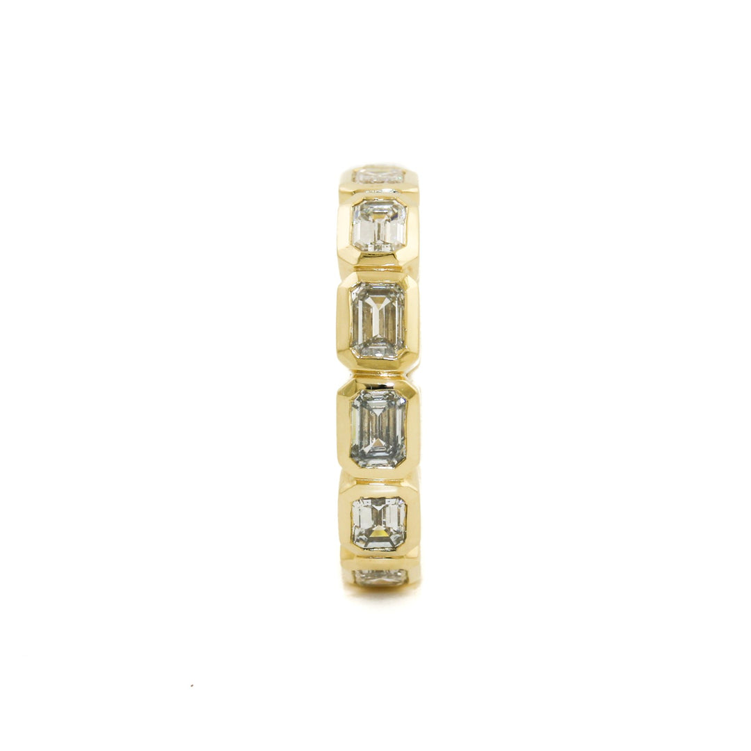 14k Gold x Emerald - Cut Lab Diamond Infinity Band (HRZ) - Kingdom Jewelry