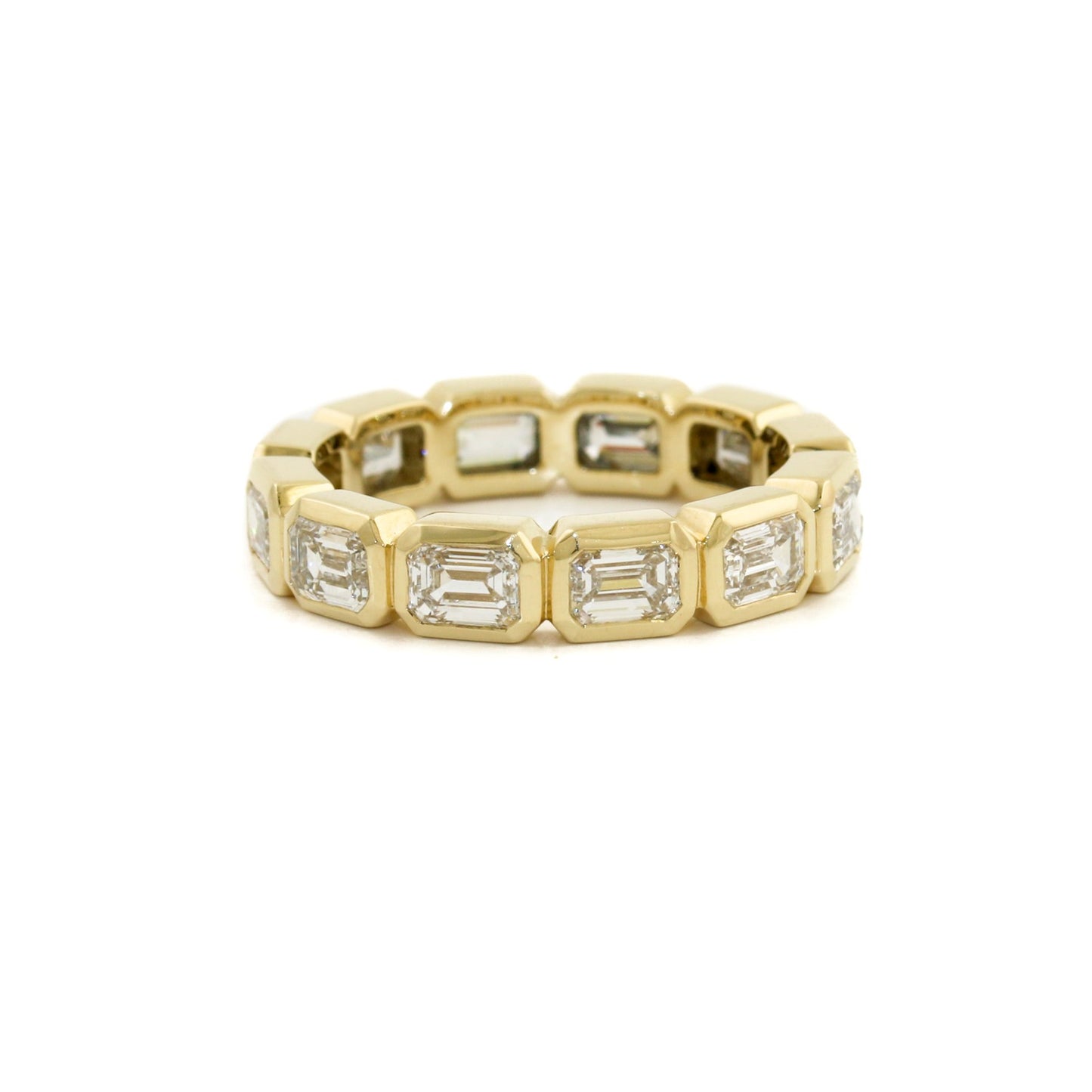 14k Gold x Emerald - Cut Lab Diamond Infinity Band (HRZ) - Kingdom Jewelry