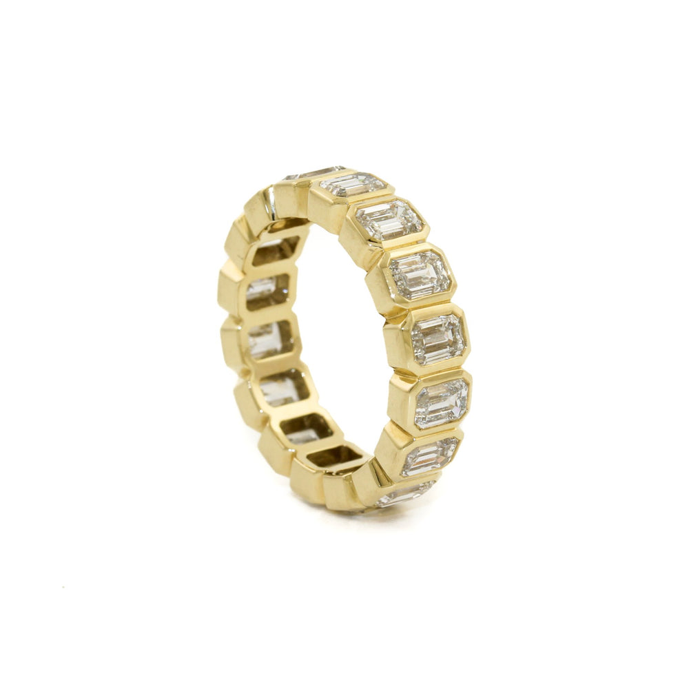 14k Gold x Emerald - Cut Lab Diamond Infinity Band (VRT) - Kingdom Jewelry