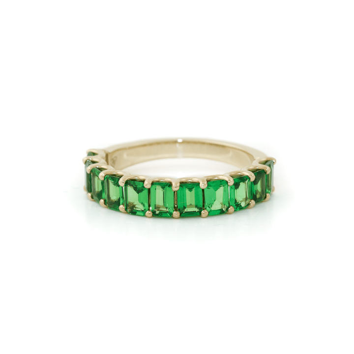 14k Gold x Emerald - Cut Tsavorite Semi - Eternity Band - Kingdom Jewelry