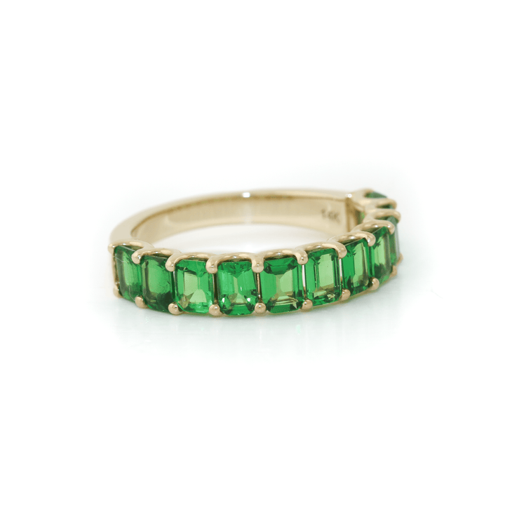 14k Gold x Emerald - Cut Tsavorite Semi - Eternity Band - Kingdom Jewelry