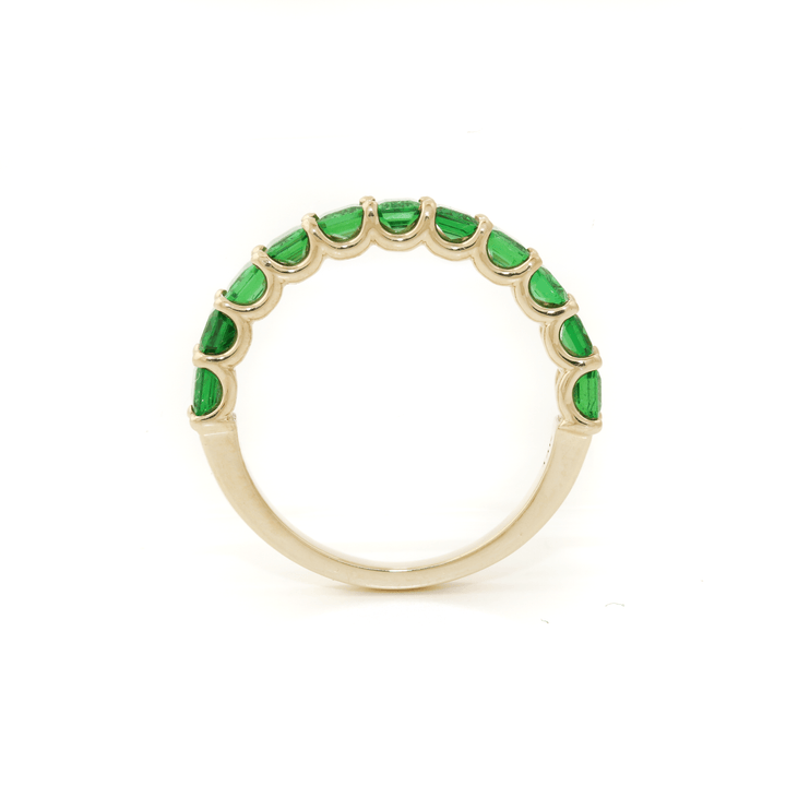 14k Gold x Emerald - Cut Tsavorite Semi - Eternity Band - Kingdom Jewelry