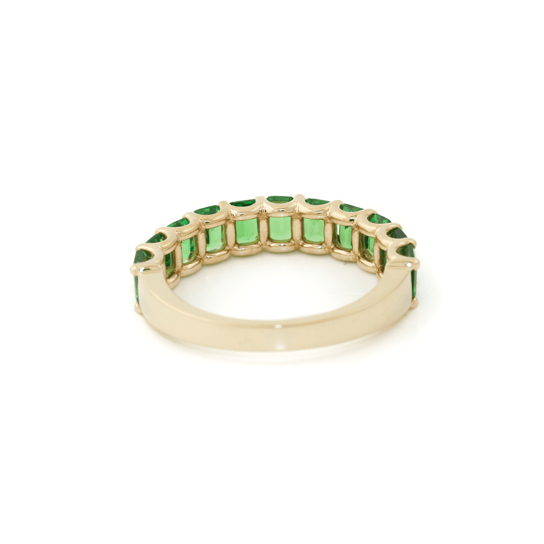 14k Gold x Emerald - Cut Tsavorite Semi - Eternity Band - Kingdom Jewelry