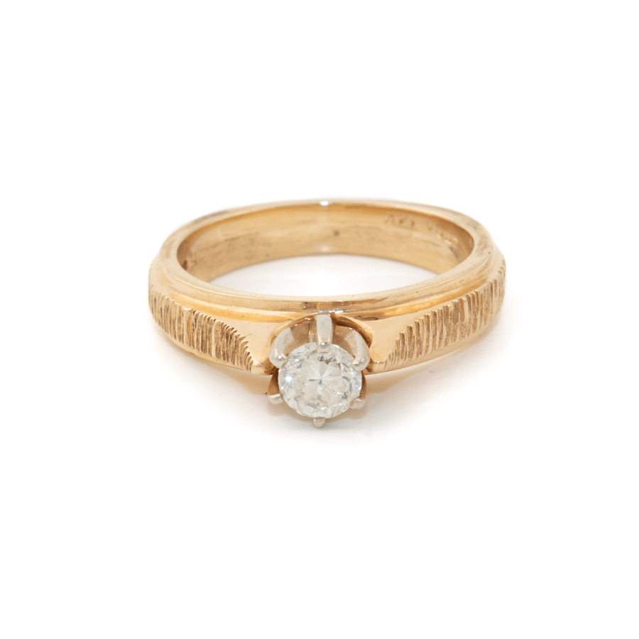 14k Gold x Etched Victorian - Style Diamond Solitaire - Kingdom Jewelry