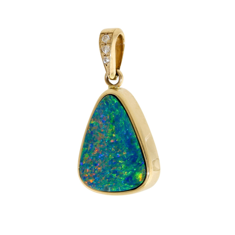 
                  
                    14k Gold x Fiery 3.25ct Australian Pear Opal & Diamond Pendant - Kingdom Jewelry
                  
                