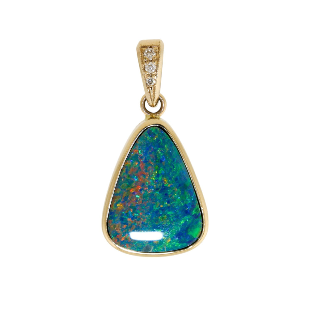 
                  
                    14k Gold x Fiery 3.25ct Australian Pear Opal & Diamond Pendant - Kingdom Jewelry
                  
                