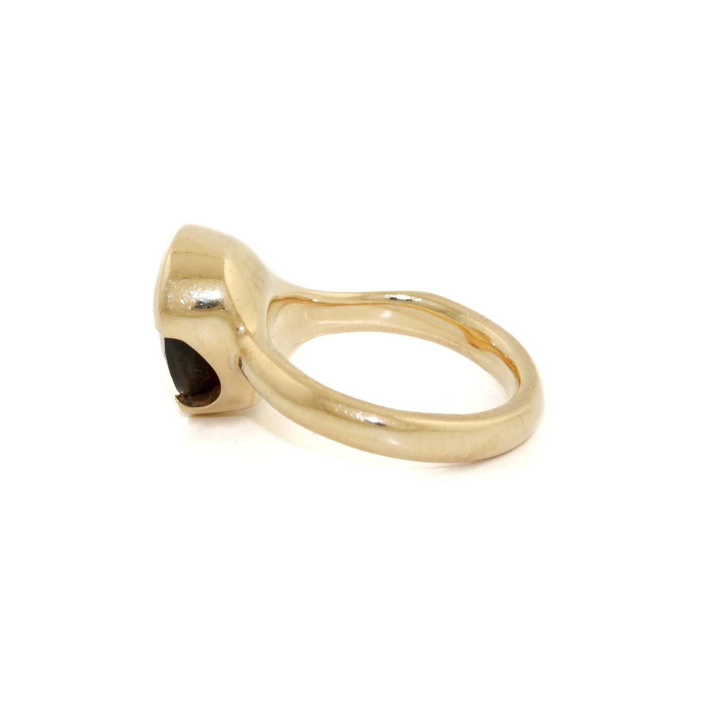 14k Gold x Garnet Offset Bezel Signet - Kingdom Jewelry