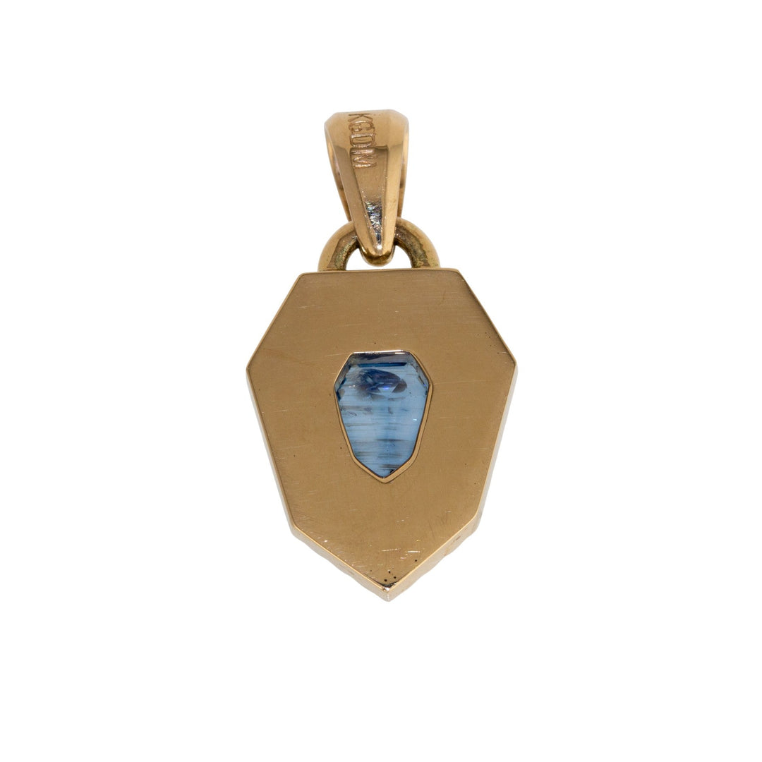 14k Gold x Geometric 2ct Blue Sapphire Spear Sunburst Pendant - Kingdom Jewelry