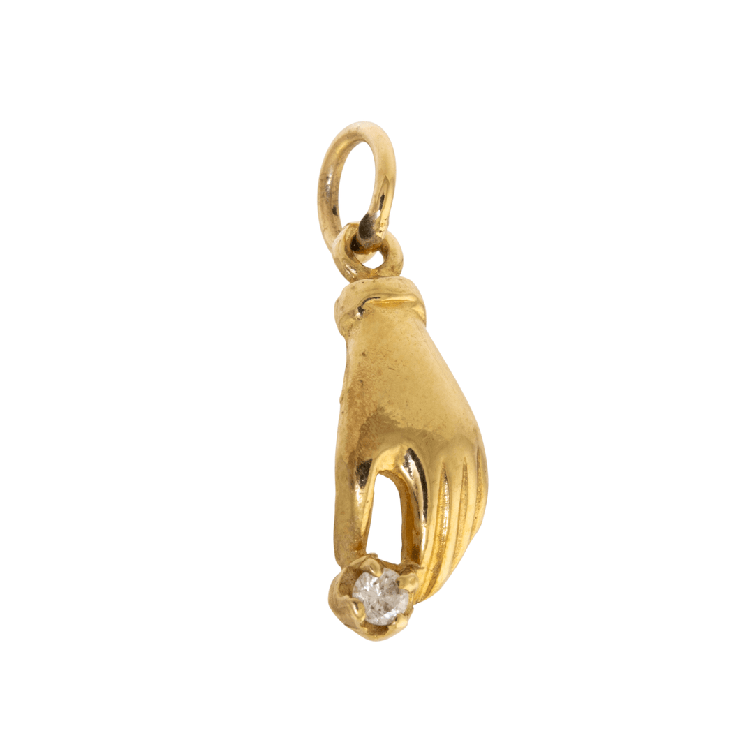 14k Gold x "Giving Hand" Melee Diamond Charm - Kingdom Jewelry