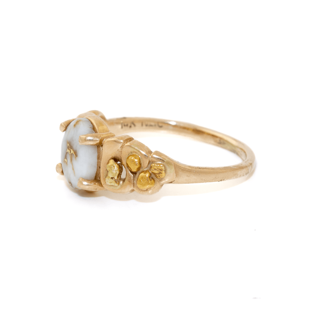 14k Gold x Gold - Flecked Quartz & 24k Alaskan Nugget Signet - Kingdom Jewelry