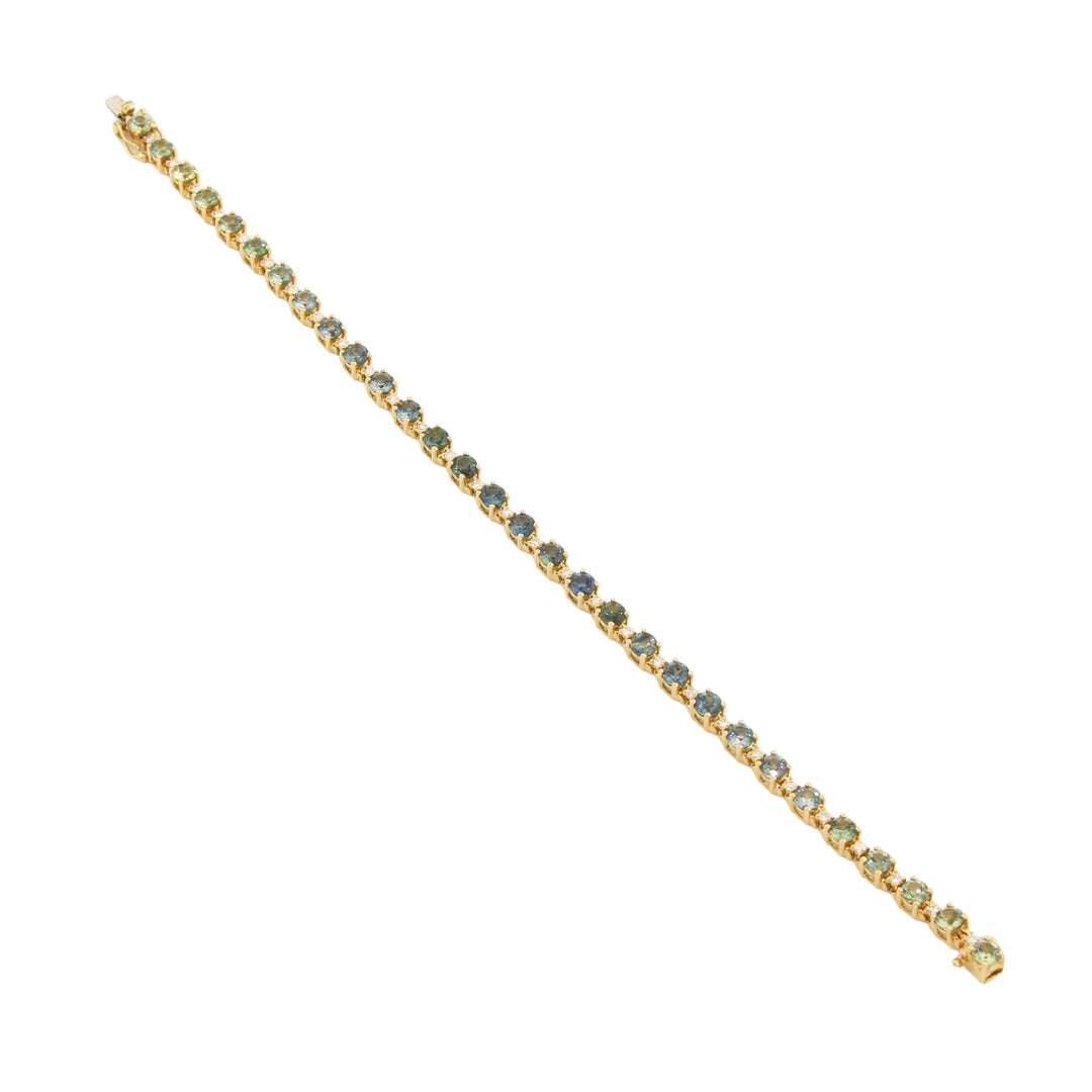 14k Gold x Gradient Montana Sapphire & Diamond Tennis Bracelet - Kingdom Jewelry