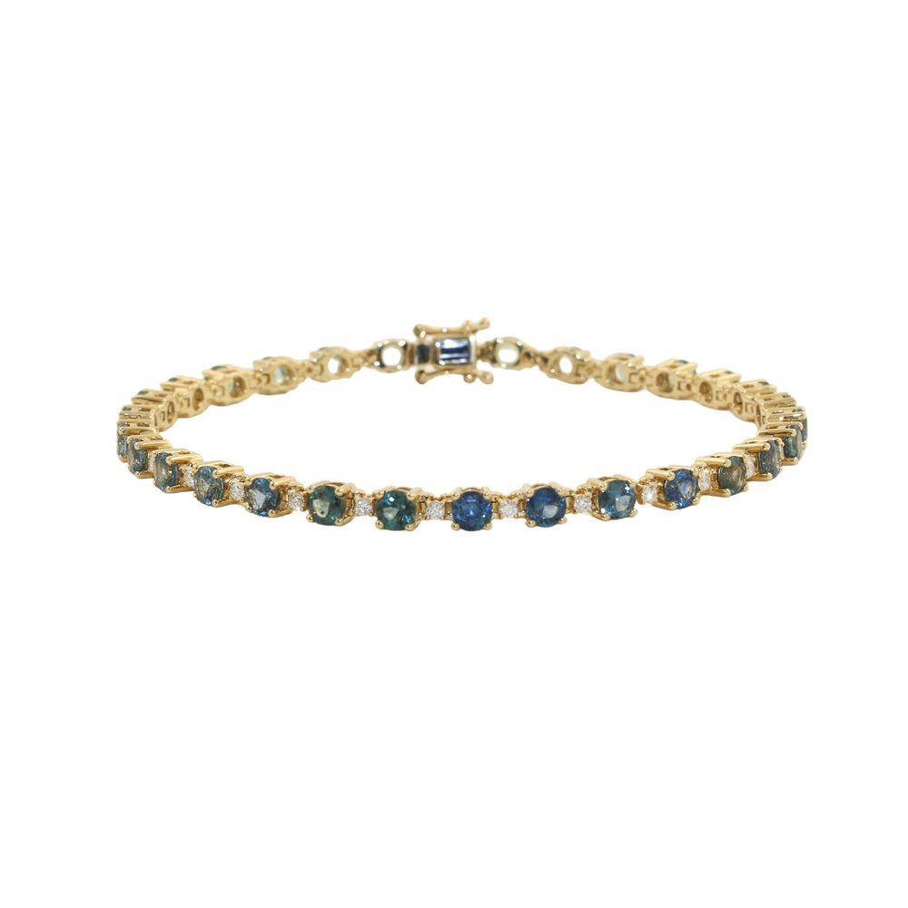 
                      
                        14k Gold x Gradient Montana Sapphire & Diamond Tennis Bracelet - Kingdom Jewelry
                      
                    