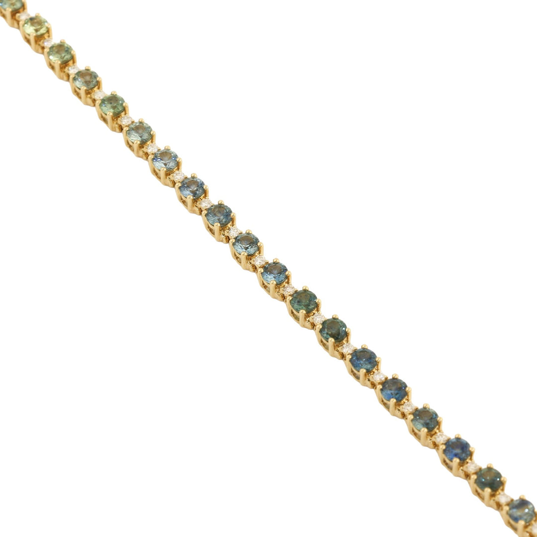 14k Gold x Gradient Montana Sapphire & Diamond Tennis Bracelet - Kingdom Jewelry