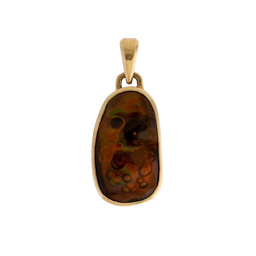 14k Gold x Heavy Asymmetric Arizona Fire Agate Pendant - Kingdom Jewelry