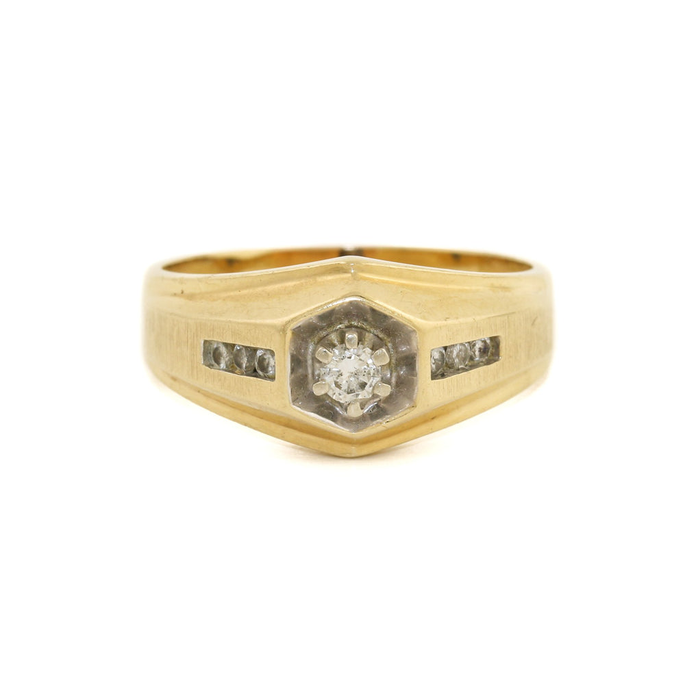 
                      
                        14k Gold x Hex Signet Diamond Ring - Kingdom Jewelry
                      
                    