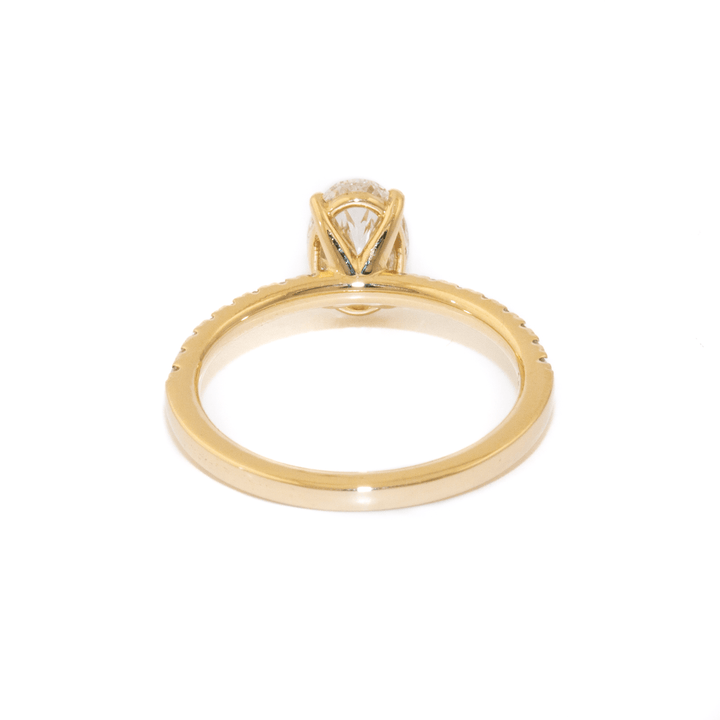 14k Gold x Hidden Halo & Pavé 1.06ct F VVS2 Oval Lab Diamond Solitaire Engagement - Kingdom Jewelry