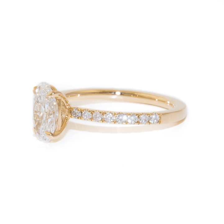 14k Gold x Hidden Halo & Pavé 1.06ct F VVS2 Oval Lab Diamond Solitaire Engagement - Kingdom Jewelry