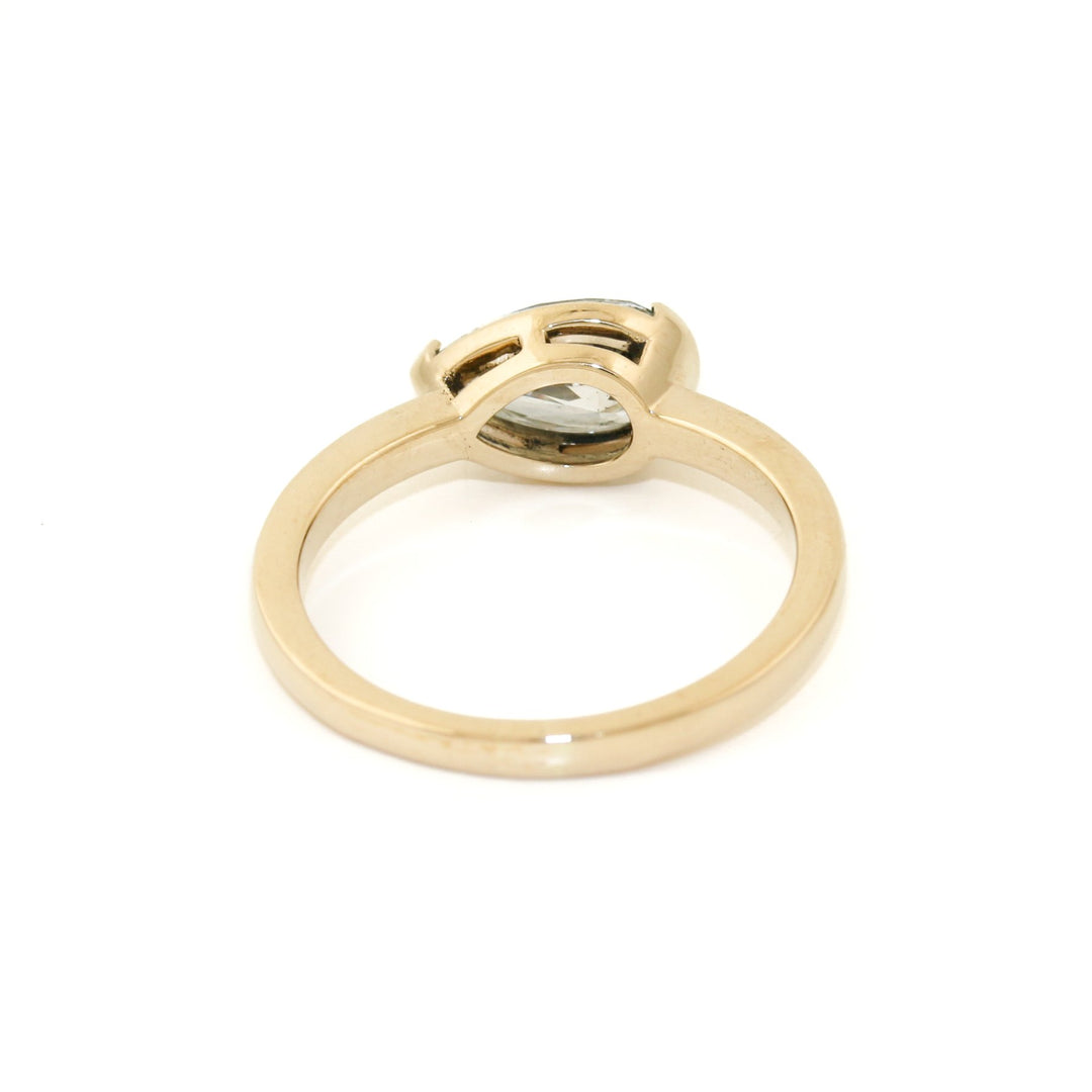 14k Gold x Horizontal - Set Pear Lab Diamond Band - Kingdom Jewelry